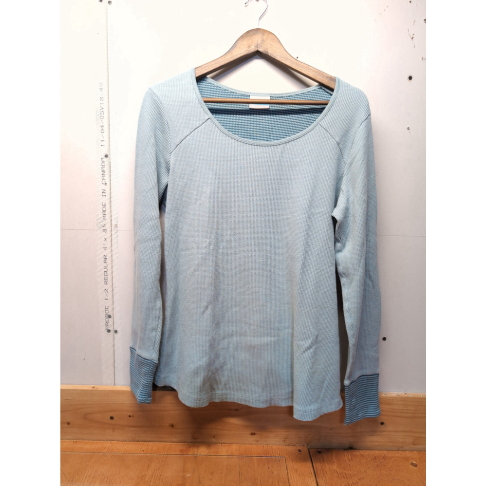 Columbia Waffle Knit Aqua Blue Cotton blend Base Layer Women Sz XL Athletic